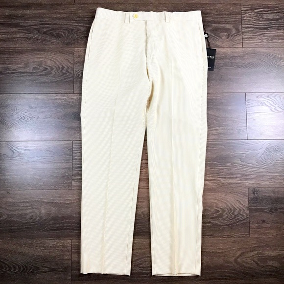 Lauren Ralph Lauren Mens Classic Fit 2 Piece Suit Jacket & Trouser - Tan & White - Picture 8 of 13